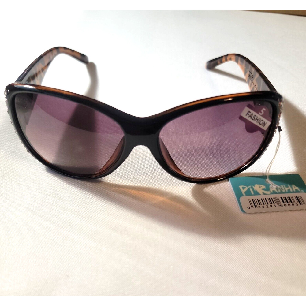 Piranha Fashion 5 Sunglasses Gems Wide Temple Style # 60003 Brown